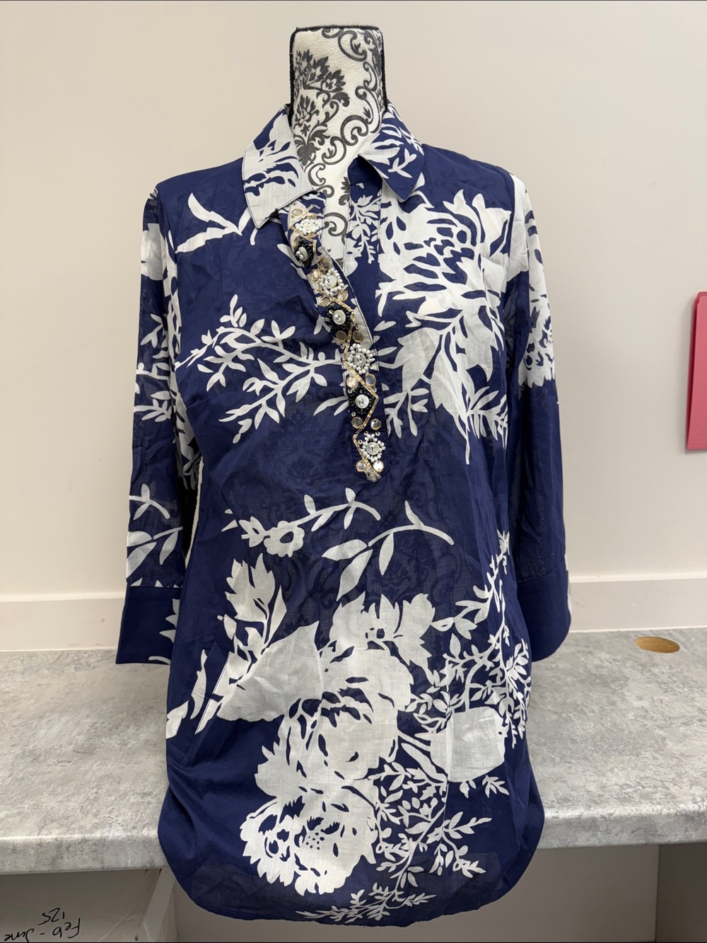 Soft Surroundings Margaux Beaded Tunic Blouse